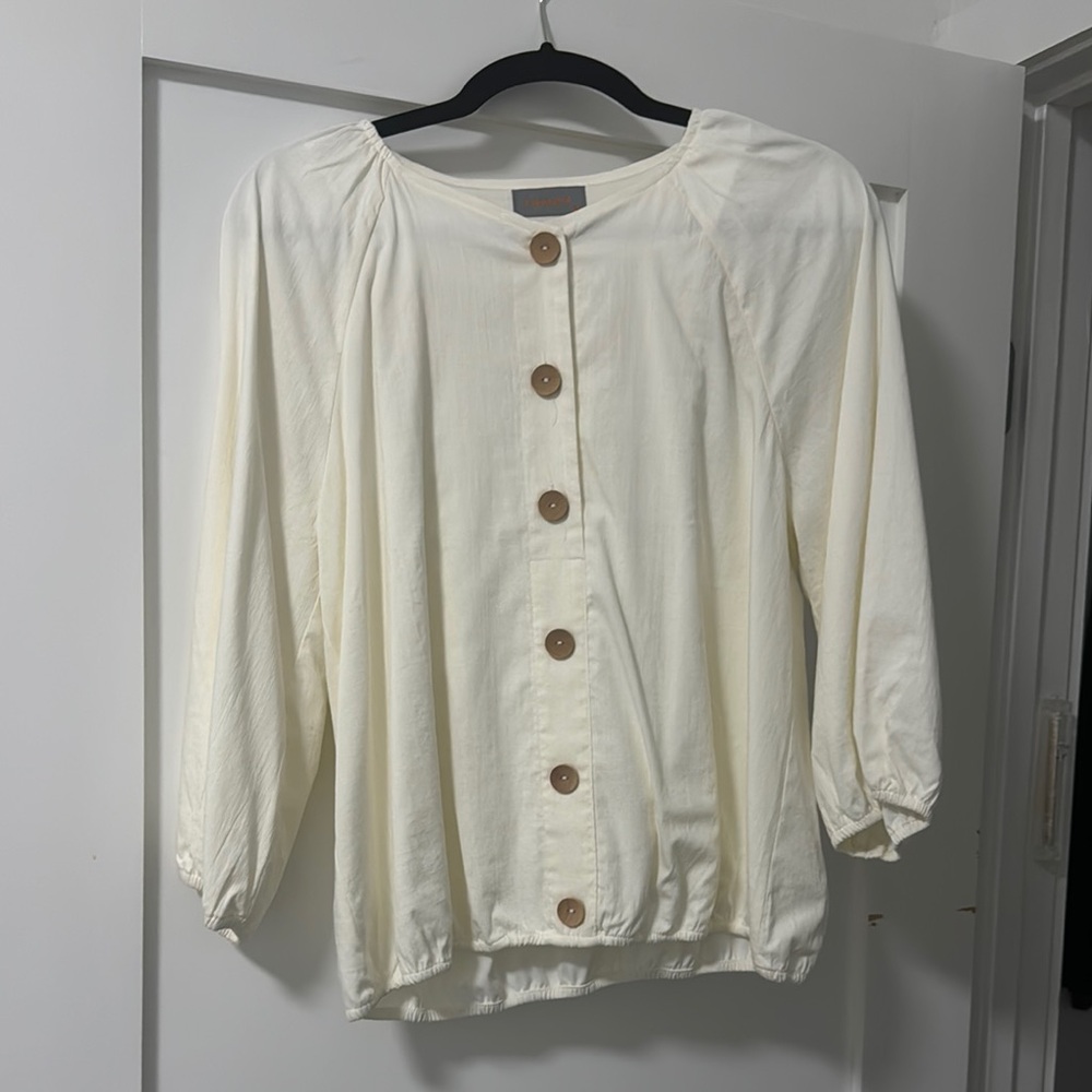 Cream Button-Up Women's Top